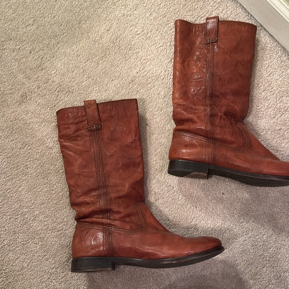 Women’s Frye Anna Mid Calf Cognac Leather Boots Size 11 Medium - Picture 2 of 7